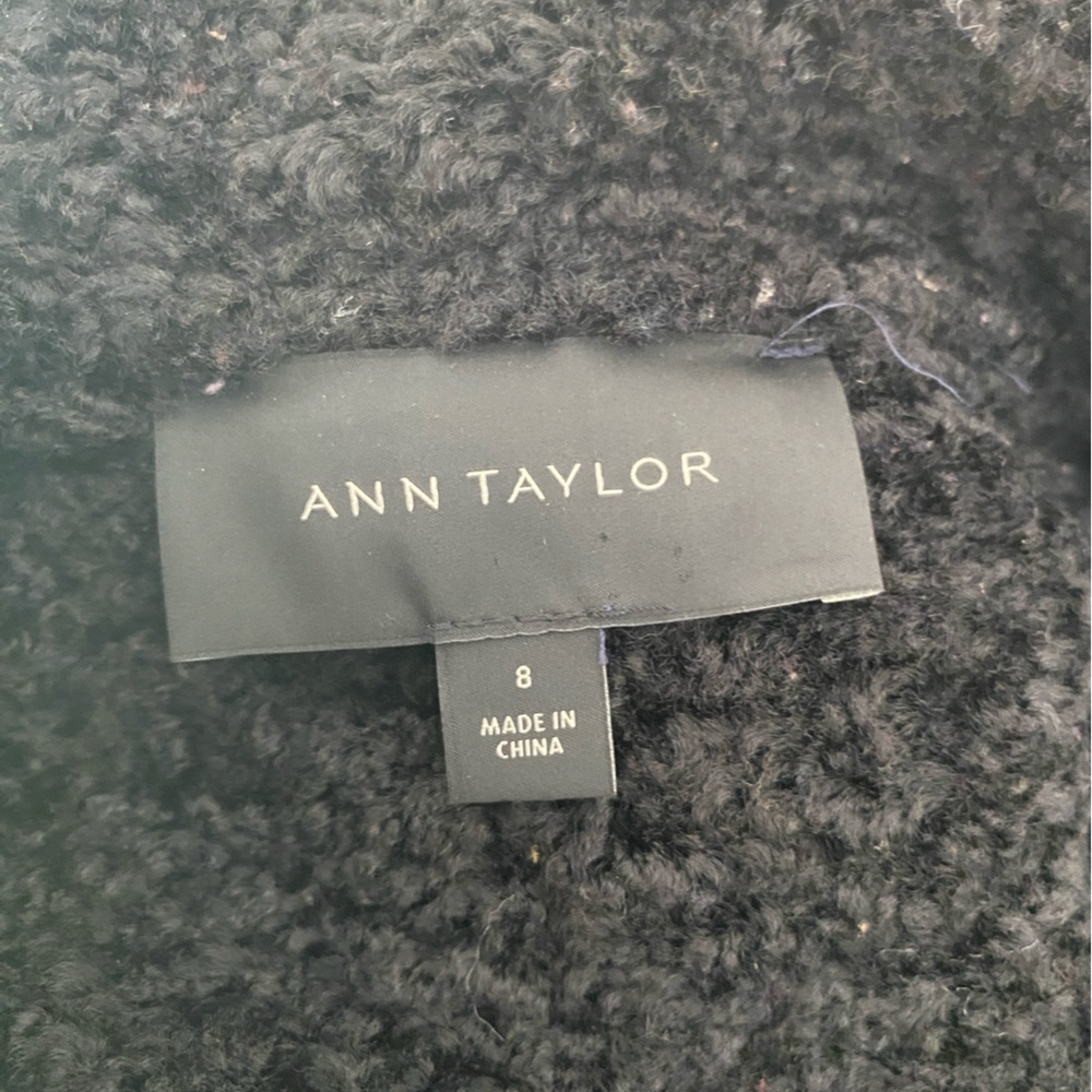NWOT ANN TAYLOR NAVY BLUE FAUX SUEDE BLACK SHERPA JACKET COAT SIZE 8 - Picture 9 of 10